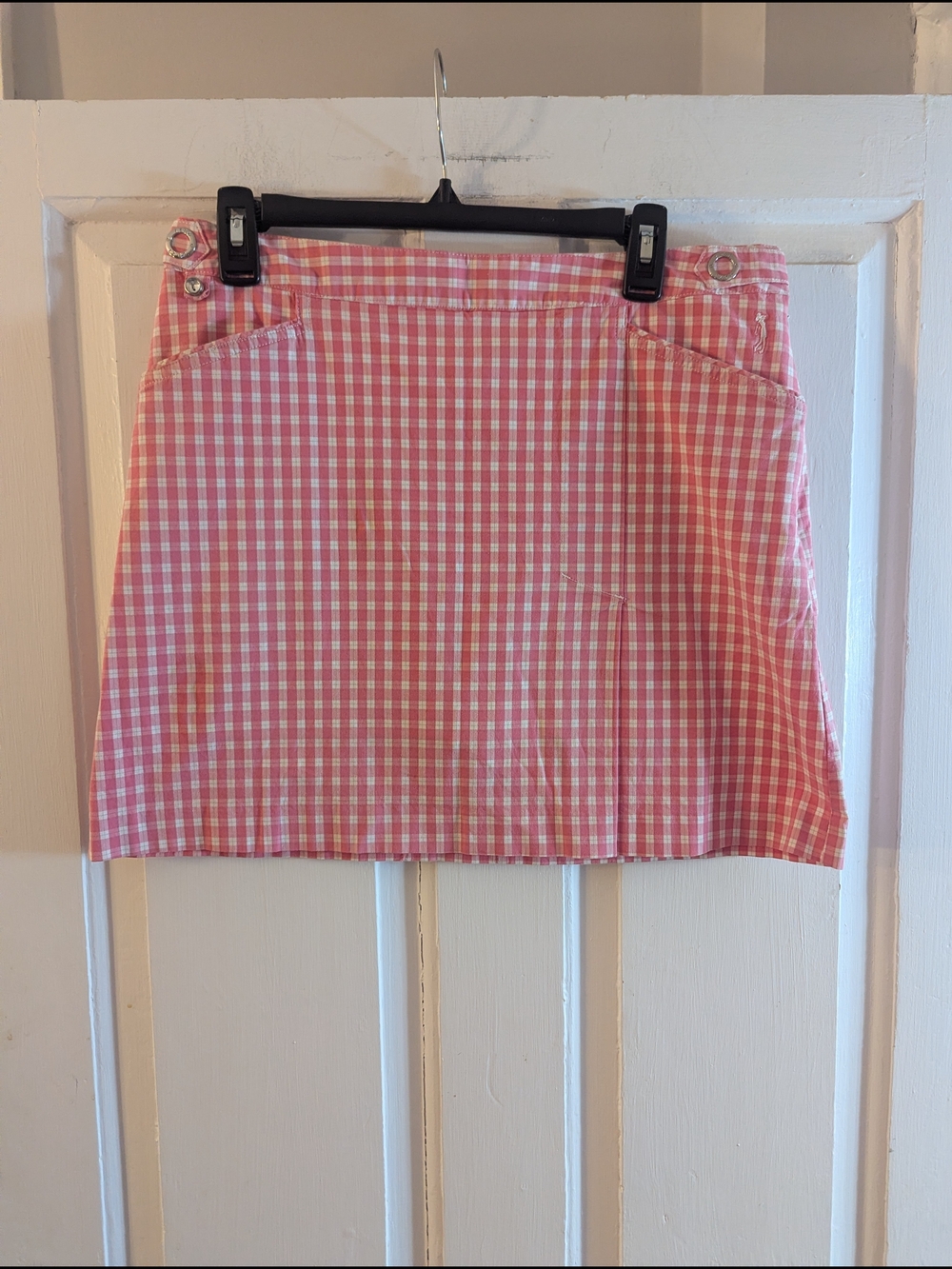 Izod Pink and White Gingham Mini Skirt